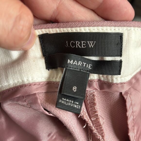 J. Crew cropped Dusty Pink Mauve Trousers work dressy women pants 6 wool blend - Picture 13 of 15